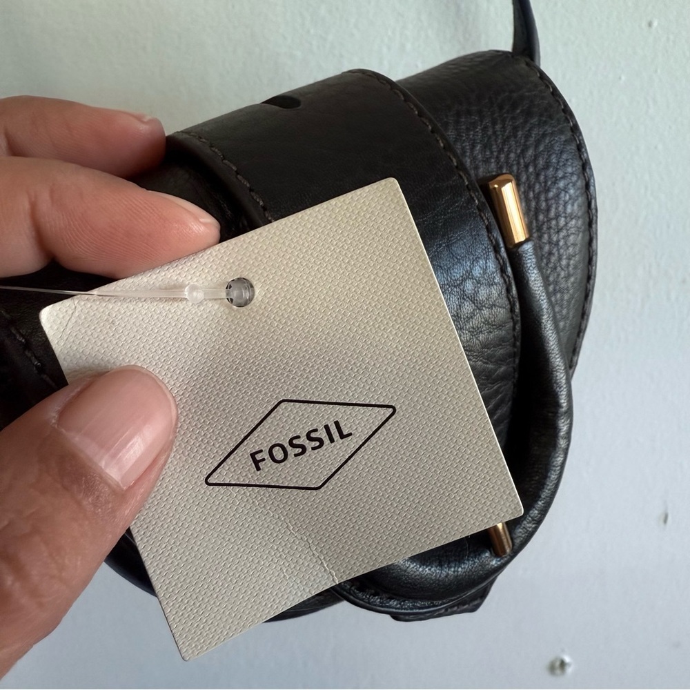 Fossil Harwell Mini Flap Crossbody Black Leather - Picture 5 of 11